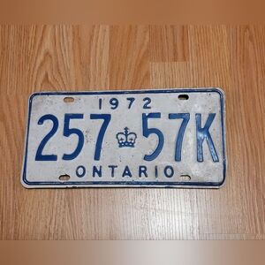 Expired Ontario License Plate 1972 257 57K
